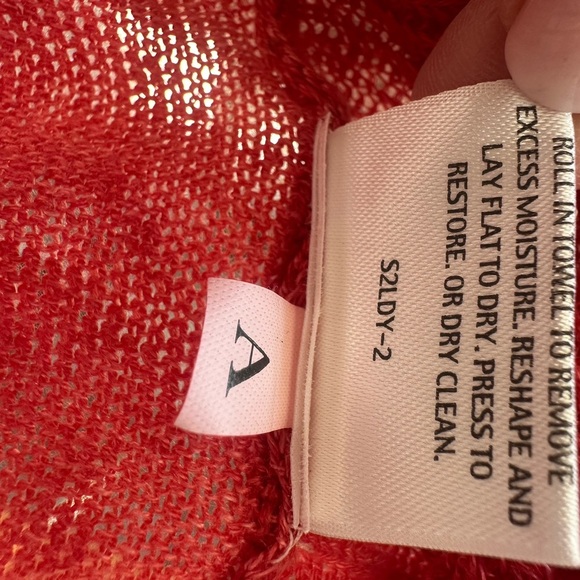 Eileen Fisher Vibrant Coral Linen Open Cardigan Lightweight Staple Layer Sz L - Picture 8 of 9